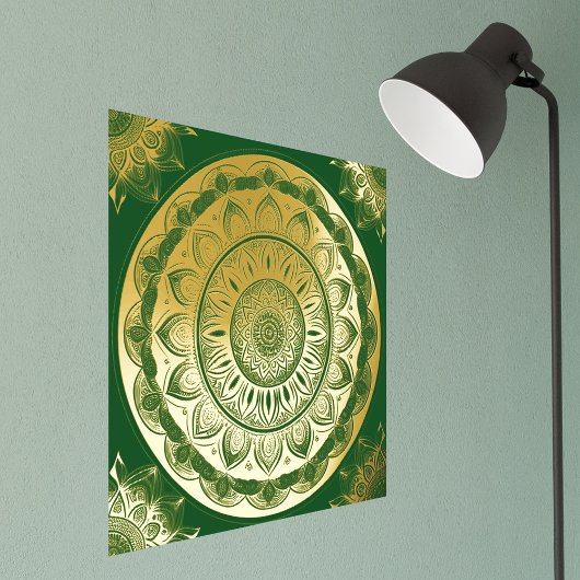 グラムグリーン金ゴールドマンダライラストレーション 箔ポスター