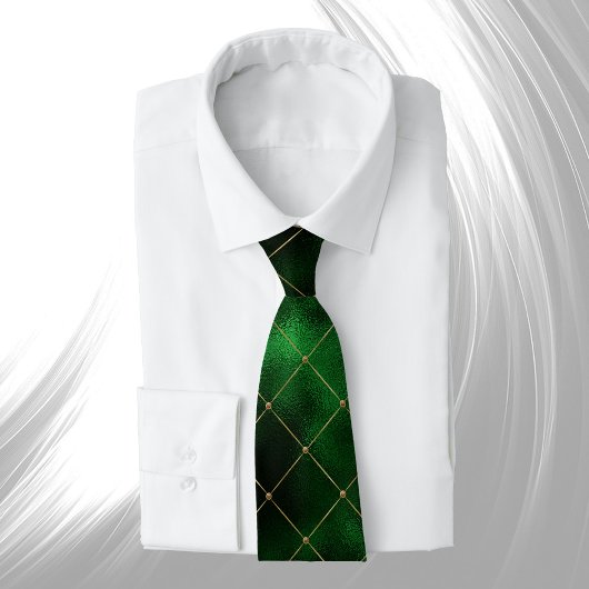 グラムグリーン金ゴールド幾何学模様 ネクタイ