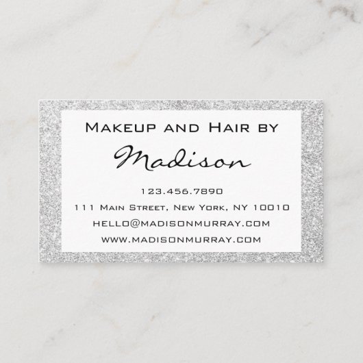 グラムグレーシルバーグリッタースパークルスメイクアップアーティスト 名刺 (裏面)