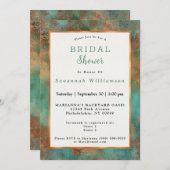 グラムコッパーティール(緑がかった色)スタイリッシュブライダルシャワー 招待状 (正面/裏面)