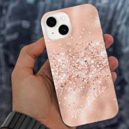 グラムコーラルピンクフォイル紙吹雪 iPhone 14ケース