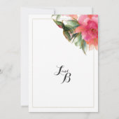 グラムコーラルピンク白金ゴールドグリッター結婚フローラ 招待状 (裏面)