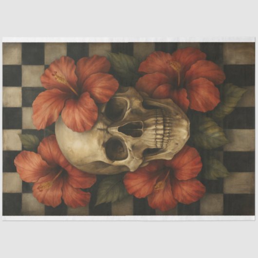 グラムゴシックスカルハイビスカスフラワー 薄葉紙 (正面)