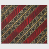 グラムゴールデングリッターレッドシャイニーブラックレースビップ ラッピングペーパー (フラット)