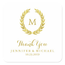 グラムゴールドフェイクフォイルローレルリースモノグラム結婚ズ