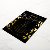 グラムゴールドフォイルアニマルプリントガーリーブラック誕生日 箔招待状 (回転した状態)