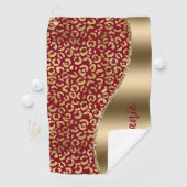 グラムゴールドフォイルヒョウのスポットバーガンディ名 ゴルフタオル (インサイチュ)