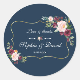 グラムゴールドブルゴーニュ赤面フローラネイビーブルー結婚ズ ラウンドシール