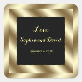 グラムゴールド箔とブラック結婚ズカスタム スクエアシール