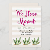 グラムサボテン |住所ストライプの変更の砂漠 案内状 (正面/裏面)