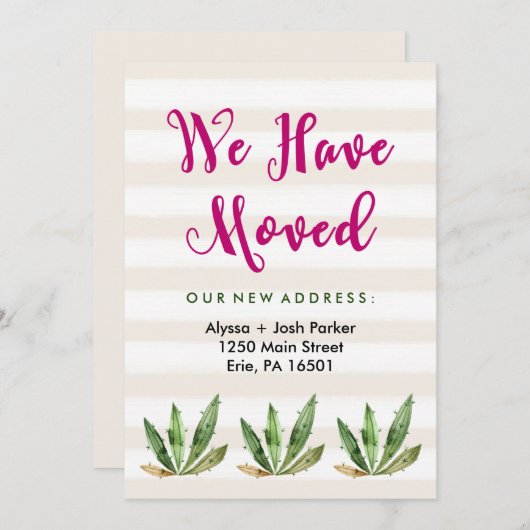 グラムサボテン |住所ストライプの変更の砂漠 案内状 (正面/裏面)