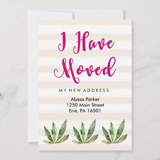 グラムサボテン |住所ストライプの変更の砂漠 案内状 (正面)