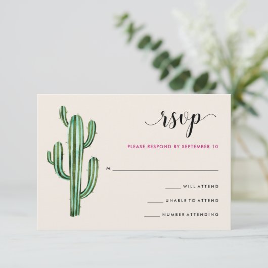 グラムサボテン | 砂漠ストライプの結婚反応 出欠カード (スタンド正面)