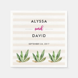 グラムサボテン |砂漠ストライプの結婚 スタンダードカクテルナプキン