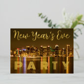 グラムサンディエゴNYEパーティーカスタム金ゴールド 箔招待状 (立ち正面)