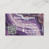 グラムシエレガントックパープルグリッターアゲートマーブル 名刺 (裏面)