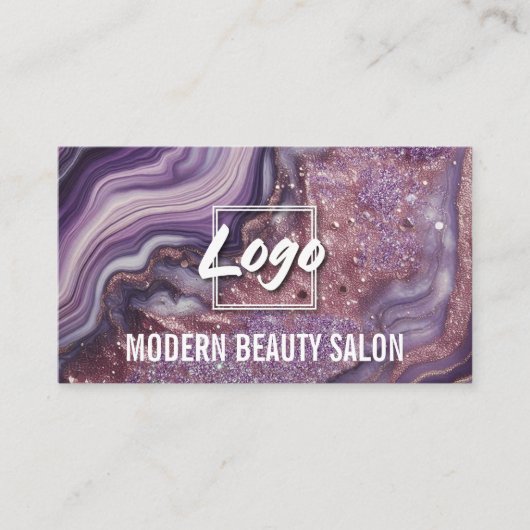 グラムシエレガントックパープルグリッターアゲートマーブル 名刺 (正面)