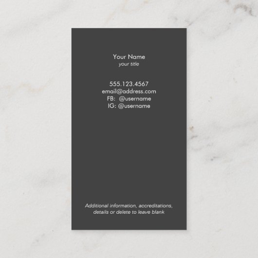 グラムシックなブラック&シルバーのシークイン 名刺 (裏面)