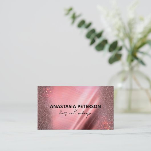 グラムシックスパークリピンクメタリックバラ金ゴールドグリッター 名刺 (スタンド正面)