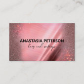 グラムシックスパークリピンクメタリックバラ金ゴールドグリッター 名刺 (正面)