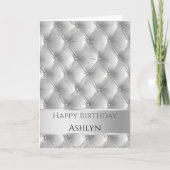 グラムシックソフトグレーベフェイクルベットシルバー誕生日 カード (正面)