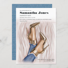 グラムシックファッションデニム卒業パーティー 招待状