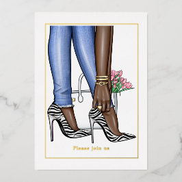 グラムシックファッションブライダルシャワー 箔招待状