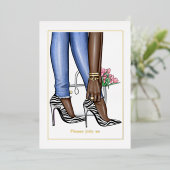 グラムシックファッションブライダルシャワー 箔招待状 (立ち正面)