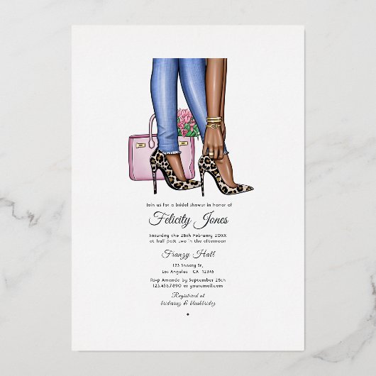 グラムシックファッションブライダルシャワー 箔招待状 (裏面)