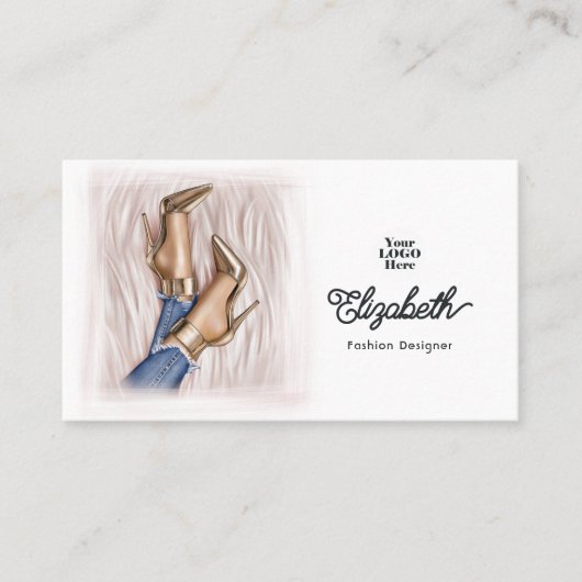 グラムシック金ゴールドスティレトスアンドデニムファッションデザイン 名刺 (正面)