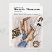 グラムシック金ゴールドファッションショー卒業パーティー 招待状 (正面/裏面)