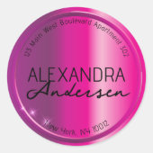 グラムシャイニーマゼンタ金属差出人住所ラベル ラウンドシール (正面)