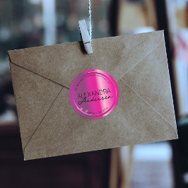 グラムシャイニーマゼンタ金属差出人住所ラベル ラウンドシール