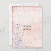 グラムシャビーシックピンクホワイトパープルスパークルブライダル 招待状 (裏面)