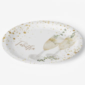 グラムシャンパパーソナライズされたングラスブライダルシャワー ペーパープレート (アングル)
