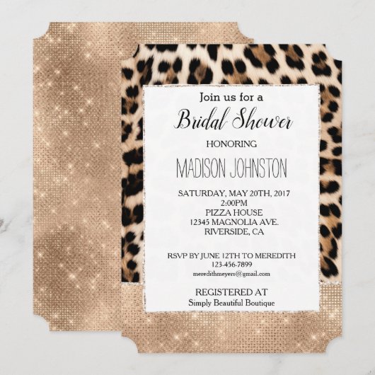 グラムシャンパングリッツクリームレオパード 招待状 (正面/裏面)