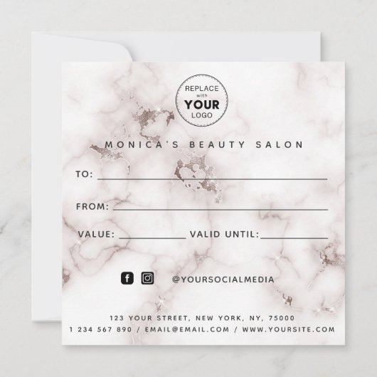 グラムシャンパンマーブルエレガント美しいサロンロゴ (裏面)