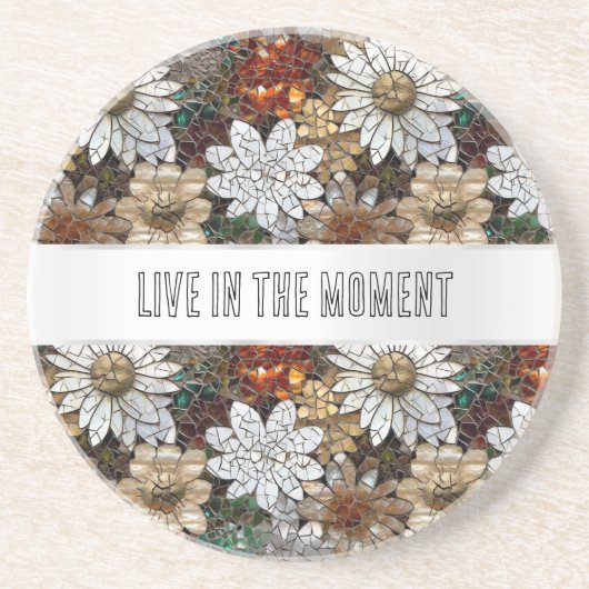 グラムシャンパーニュ金ゴールド赤白い花 コースター (正面)