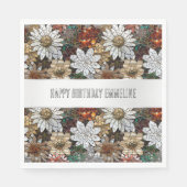 グラムシャンパーニュ金ゴールド赤白い花 スタンダードランチョンナプキン (正面)