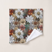 グラムシャンパーニュ金ゴールド赤白い花 バスタオルセット (ウォッシュタオル)