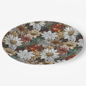 グラムシャンパーニュ金ゴールド赤白い花 ペーパープレート (アングル)