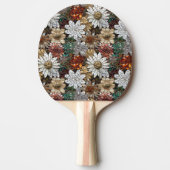 グラムシャンパーニュ金ゴールド赤白い花 卓球ラケット (正面)
