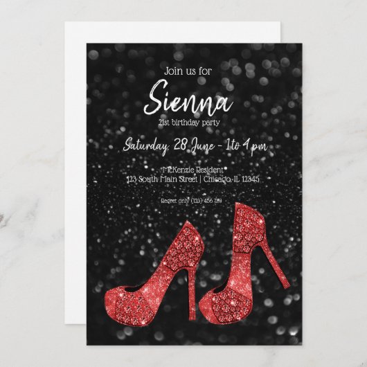 グラムシューズハイヒール用すべての行事 招待状 (正面/裏面)