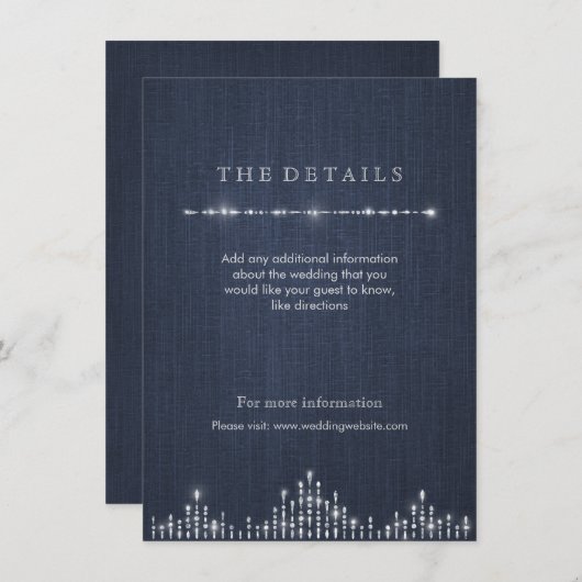 グラムシルバーアートデコヴィンテージウェディング詳細カード エンクロージャーカード (正面/裏面)