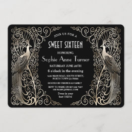 グラムシルバーアールデコピーコックSweet sixteenパーティー 招待状