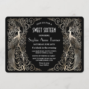 グラムシルバーアールデコピーコックSweet sixteenパーティー 招待状