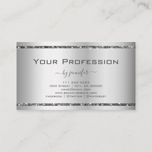 グラムシルバーエフェクトエレガントグリッタースパークルスター 名刺 (裏面)