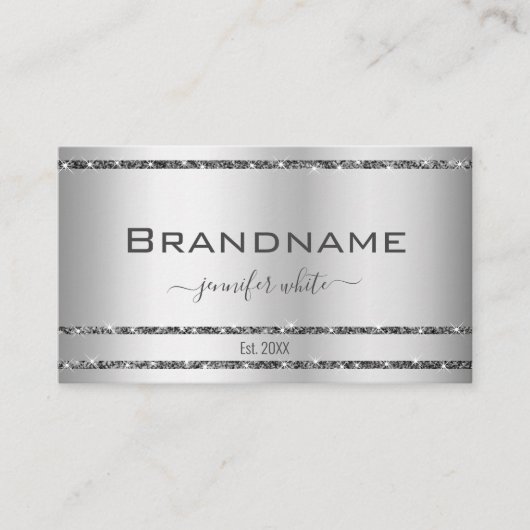 グラムシルバーエフェクトエレガントグリッタースパークルスター 名刺 (正面)