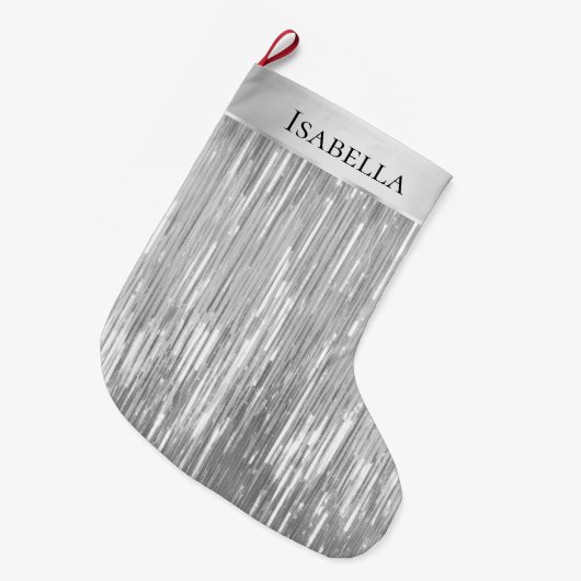 グラムシルバーギリズスパークルの名前 ラージクリスマスストッキング (正面 (吊り時))