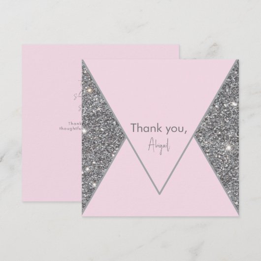 グラムシルバーグリッターアンドピンクブライダルシャワー感謝してい (正面/裏面)